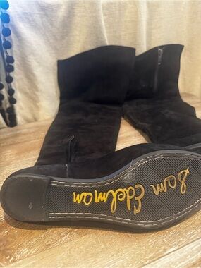 Sam Edelman Black Suede Over-the-Knee Zip Boots